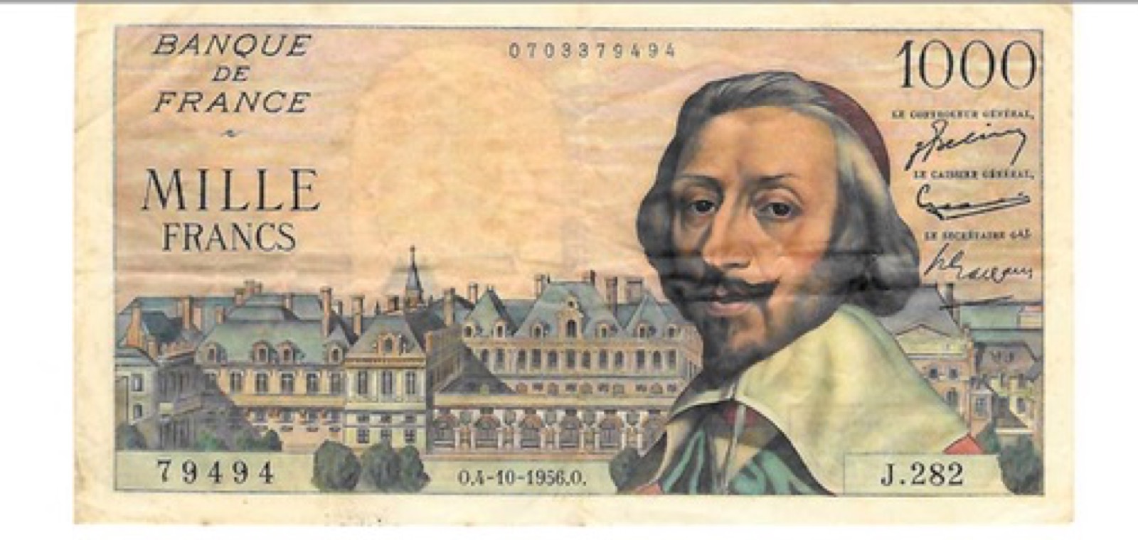 Billet 1000 Francs Richelieu 1956 F/VF
