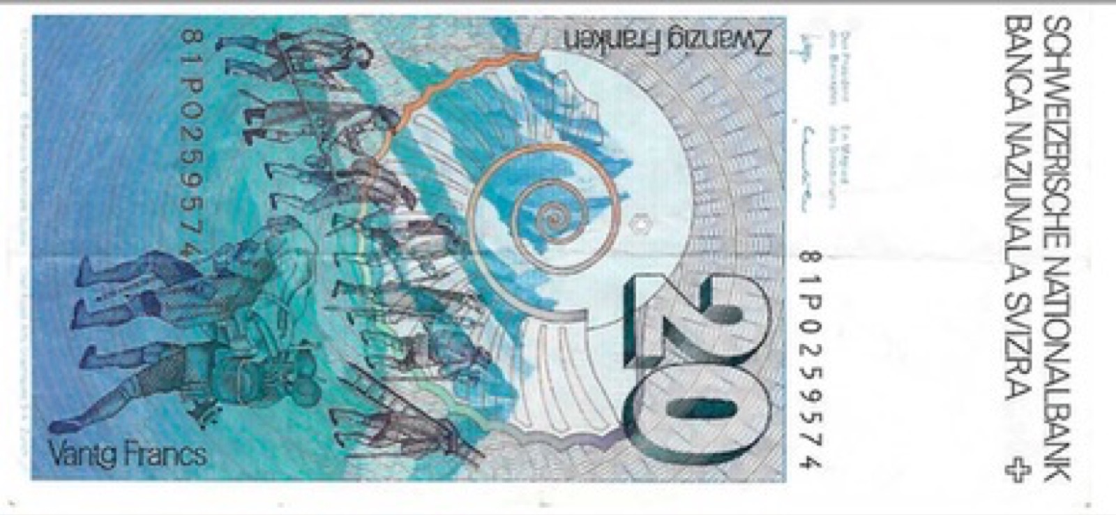 Billet 20 Francs Suisse Horace Bénédict TTB
